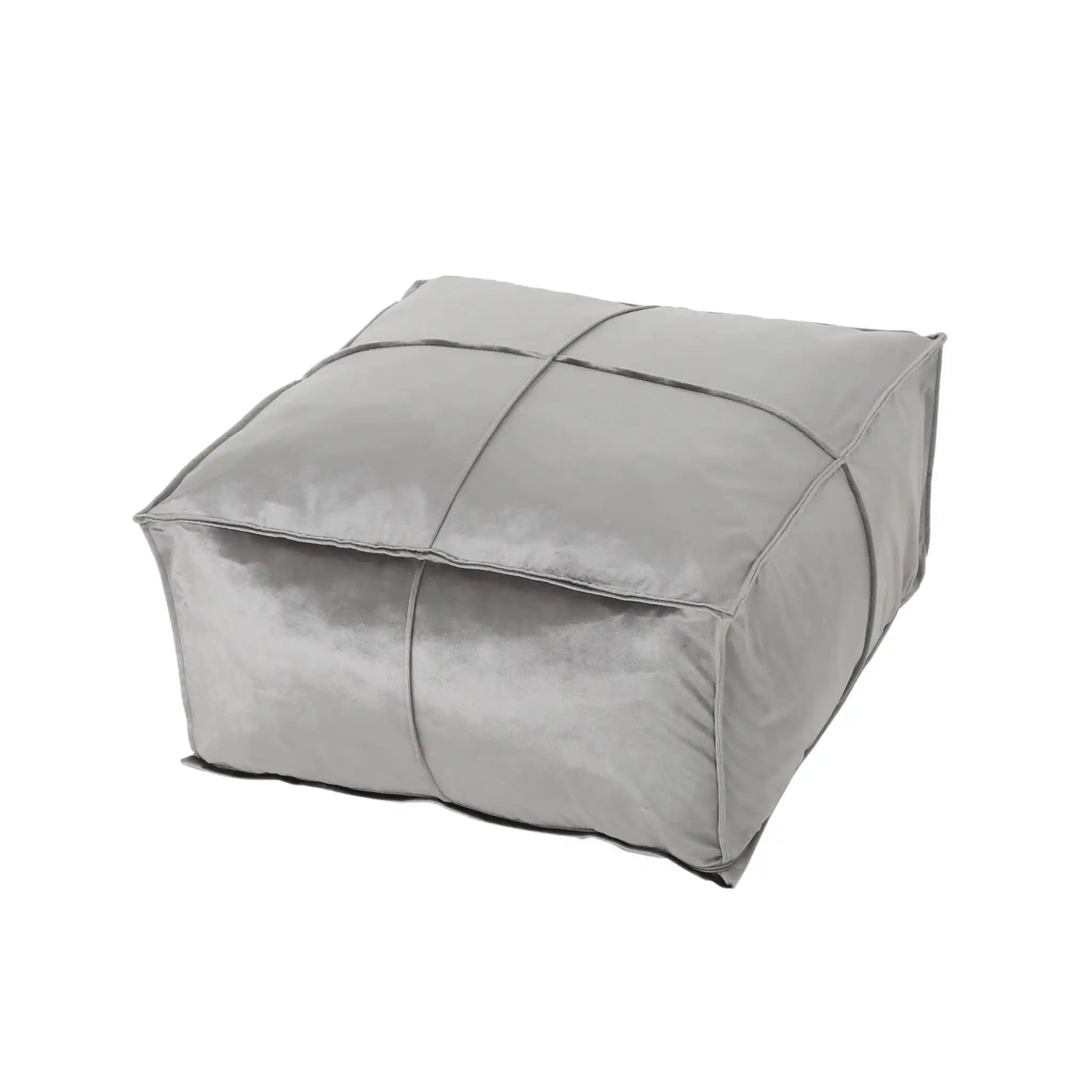 Nati Square Pouf Ottoman And Floor Cushion - Smoke