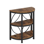 23.62” Industrial 3-Tier Half Moon End Table