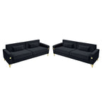 Black Velvet 2-Piece Sofa Set