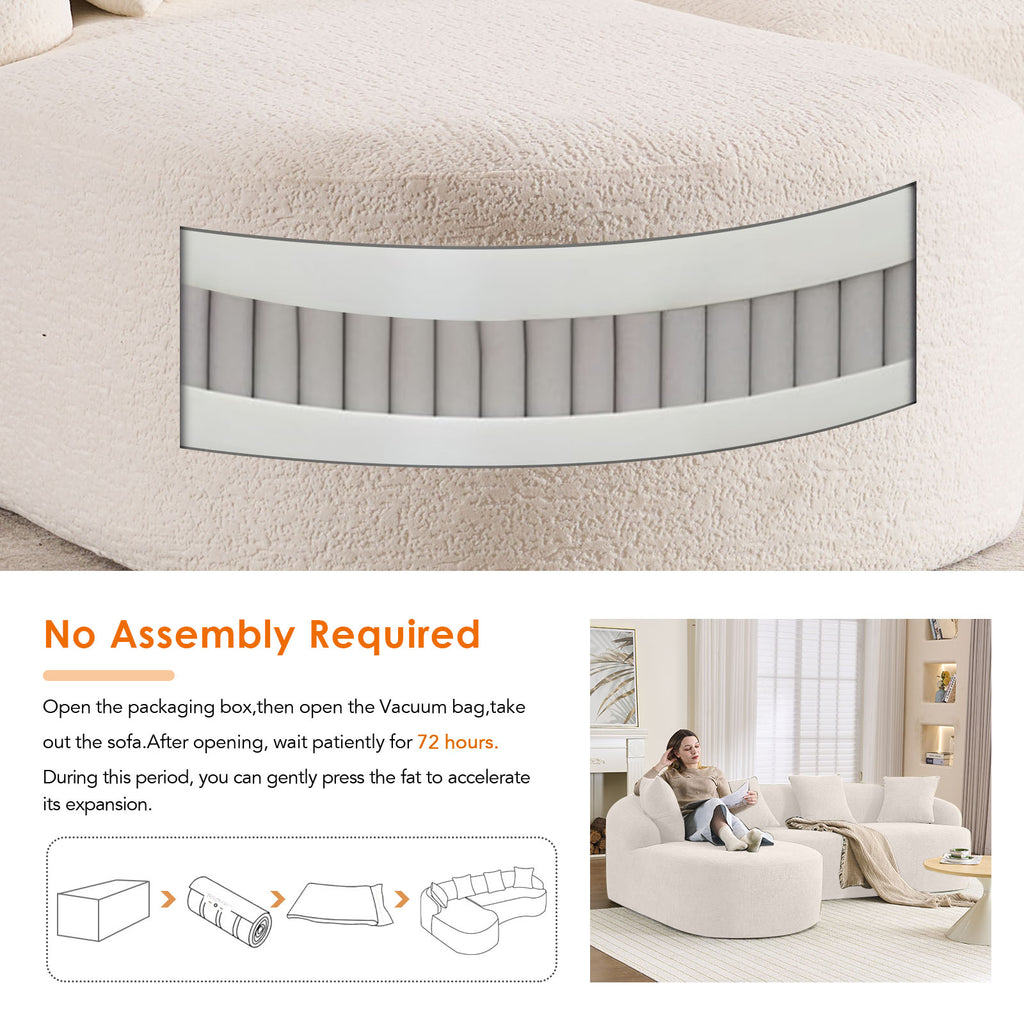 Boneless L-Shape Sectional Sofa with Curved Chaise