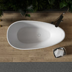 59 Inch Freestanding Egg Shape Solid Surface Bathtub