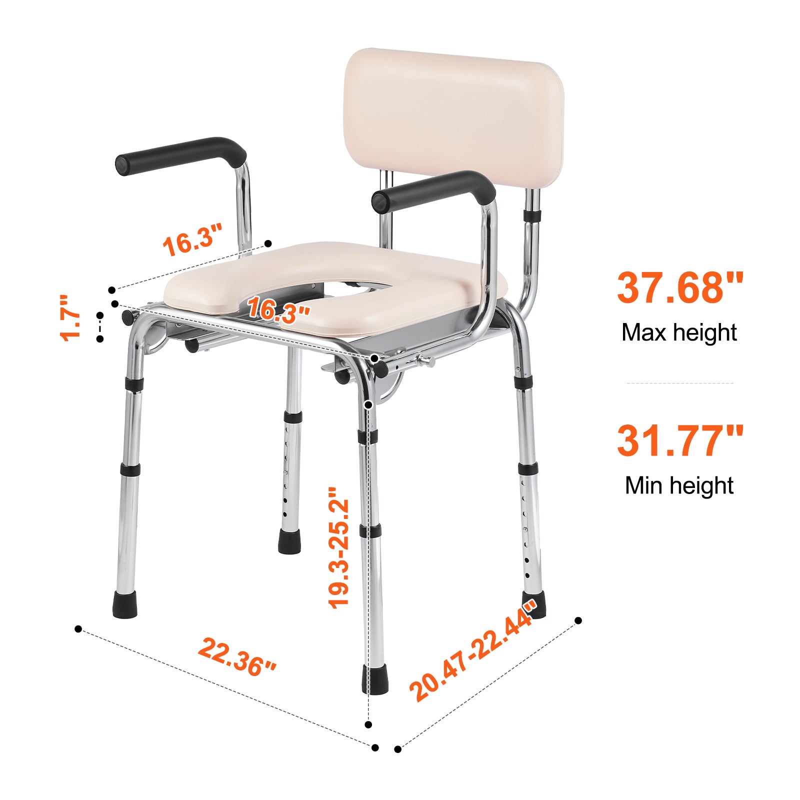 Commode Chair, Bedside Commode with Padded Seat
