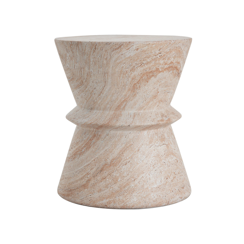 Outdoor Indoor Lightweight Concrete Side Table, Travertine Finish