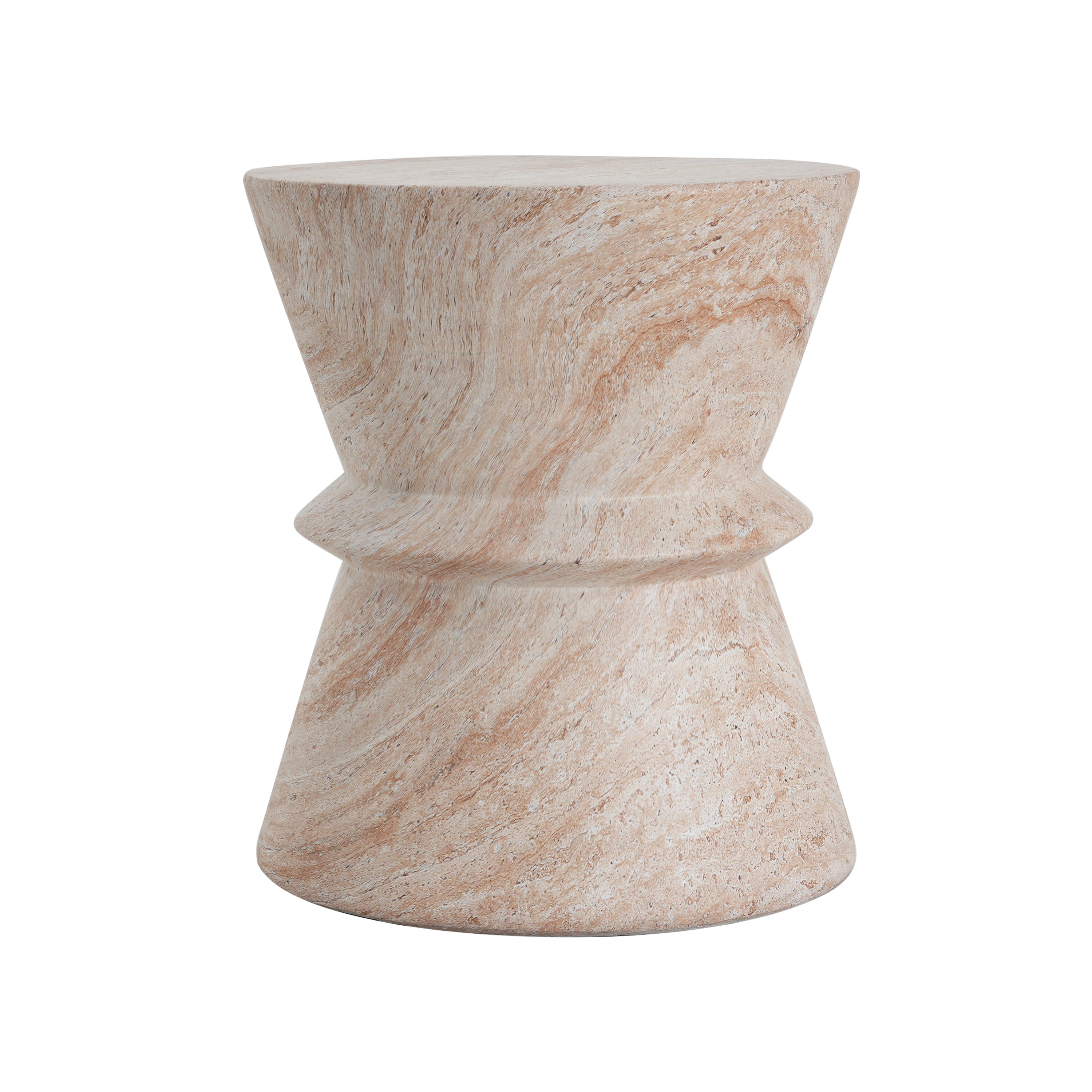 Outdoor Indoor Lightweight Concrete Side Table, Travertine Finish