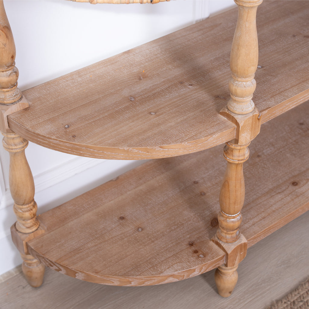 Handcrafted Wood Console Table with Hand-Woven Trim