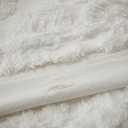 Full/Queen 3 Piece Tufted Cotton Chenille Damask Duvet Cover Set
