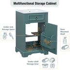 20-Inch Bathroom Vanity with Ceramic Sink, Soft Close Door & Storage Rack