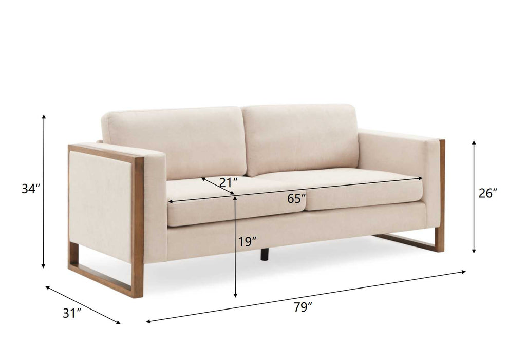 79" Modern Sofa with Solid Wood Legs