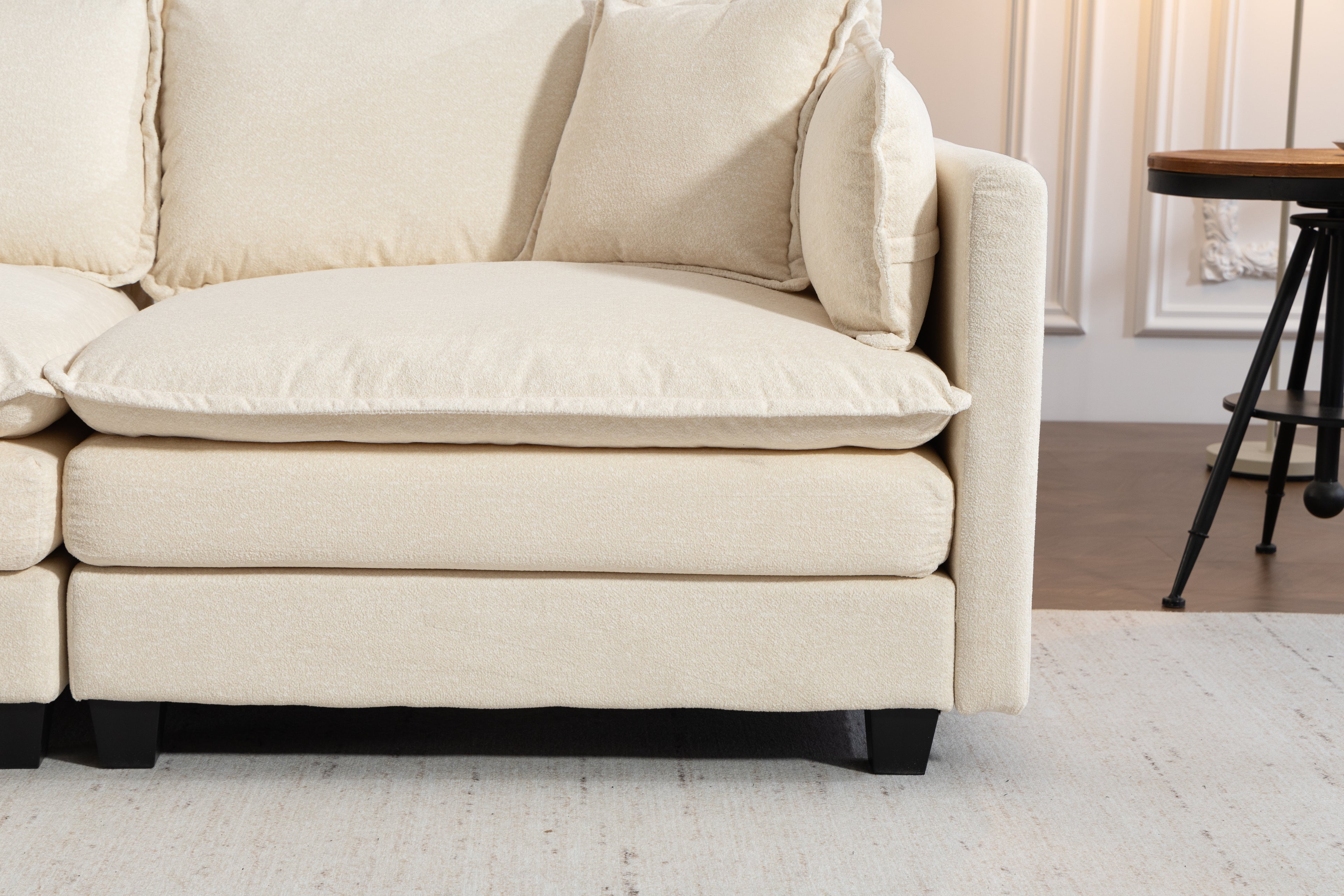 Modern 2-Seat Sectional Sofa with Waist Pillows