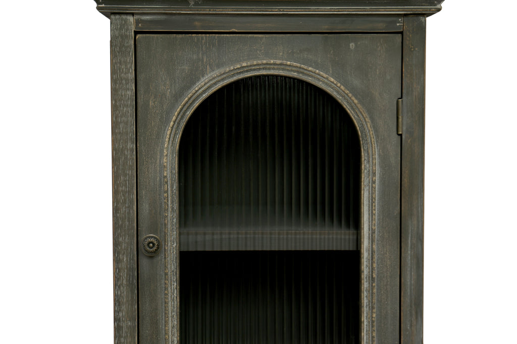 Farmhouse Tall Narrow Storage Cabinet, 59-Inch, Rustic Wood, Black and Gray