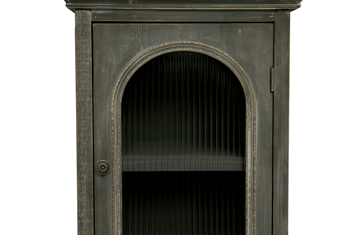 Farmhouse Tall Narrow Storage Cabinet, 59-Inch, Rustic Wood, Black and Gray