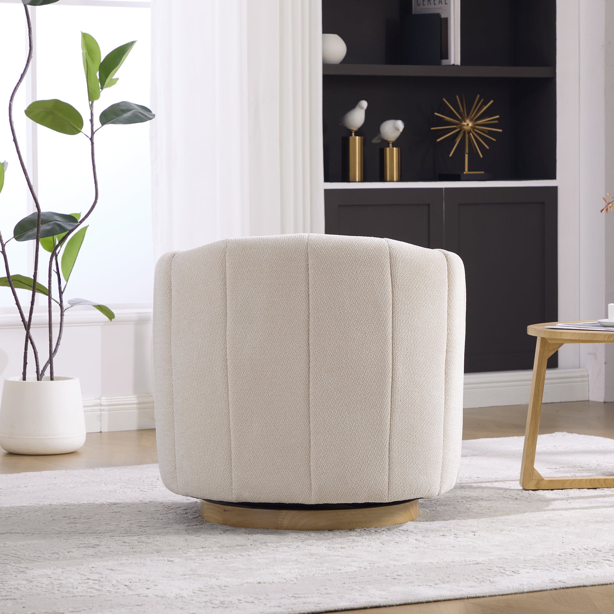 31.1'' Wide Upholstered Chenille Swivel Barrel Chair
