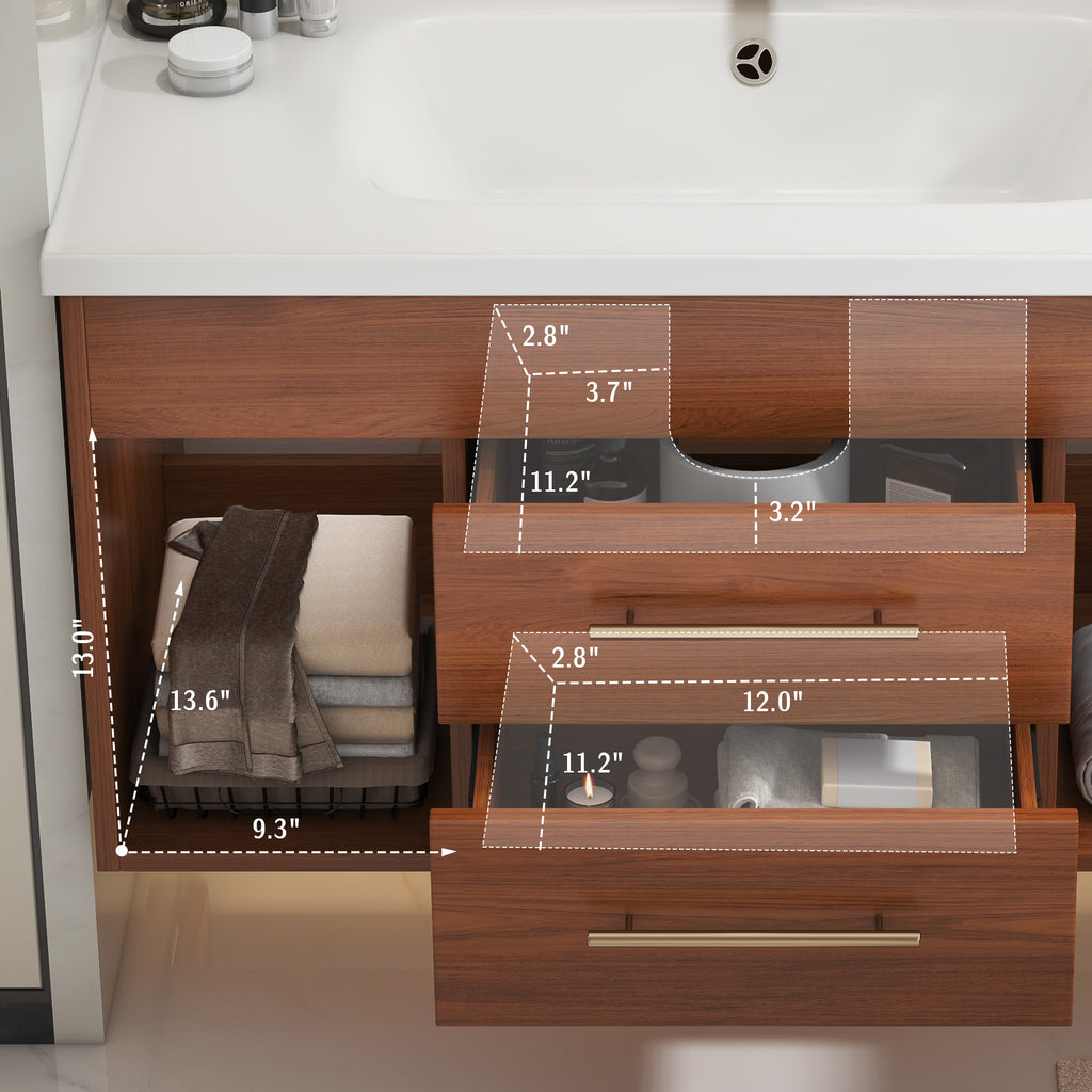 Mid-Century Modern 35.4" Bathroom Vanity with Integrated Sink