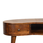 Solid Wood Mini Chestnut Wave Coffee Table, 1-Drawer, 1 Open-Shelf