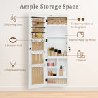 Solid Wood Jewelry Armoire Organizer Cabinet with Full-Length Mirror