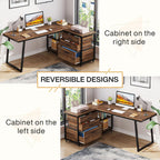 53" Reversible L-Shaped Computer Desk with 3 Drawers