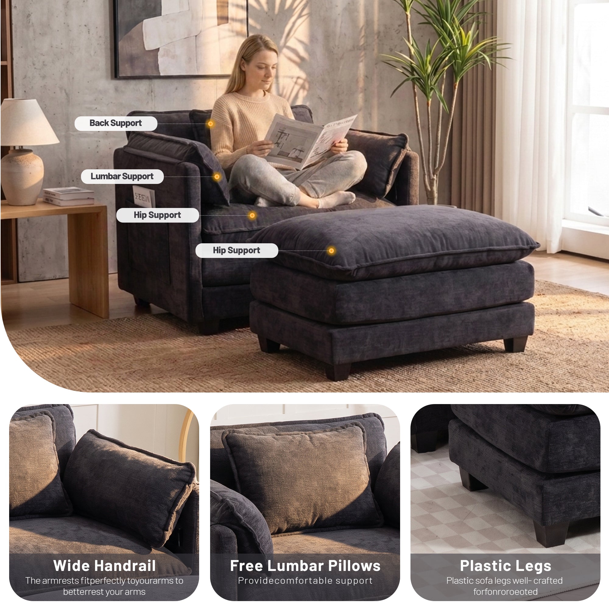 Level Up Oversized Sofa with Ottoman