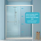 Shower Door 60" W x 72" H Single Sliding Bypass Shower Enclosure