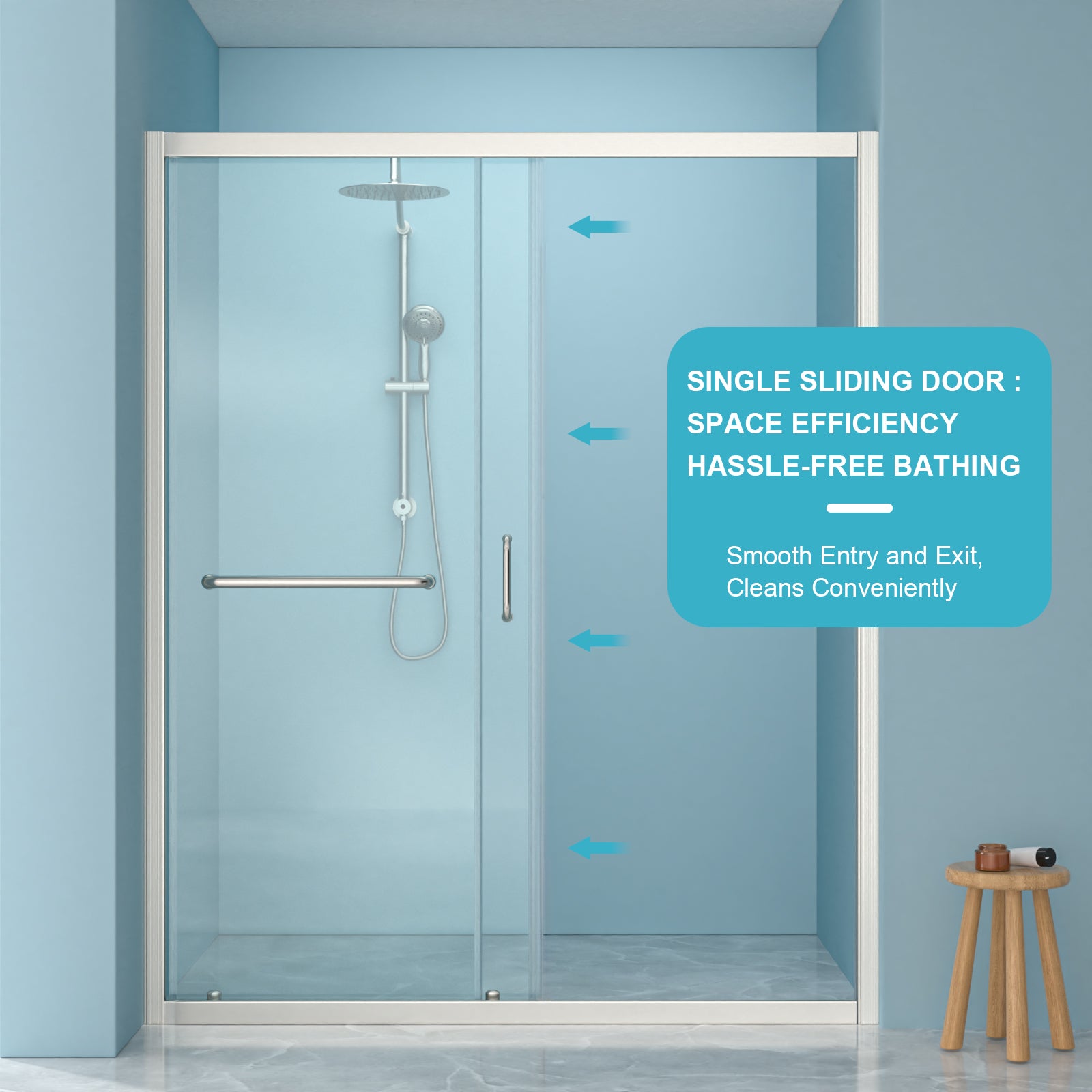 Shower Door 60" W x 72" H Single Sliding Bypass Shower Enclosure