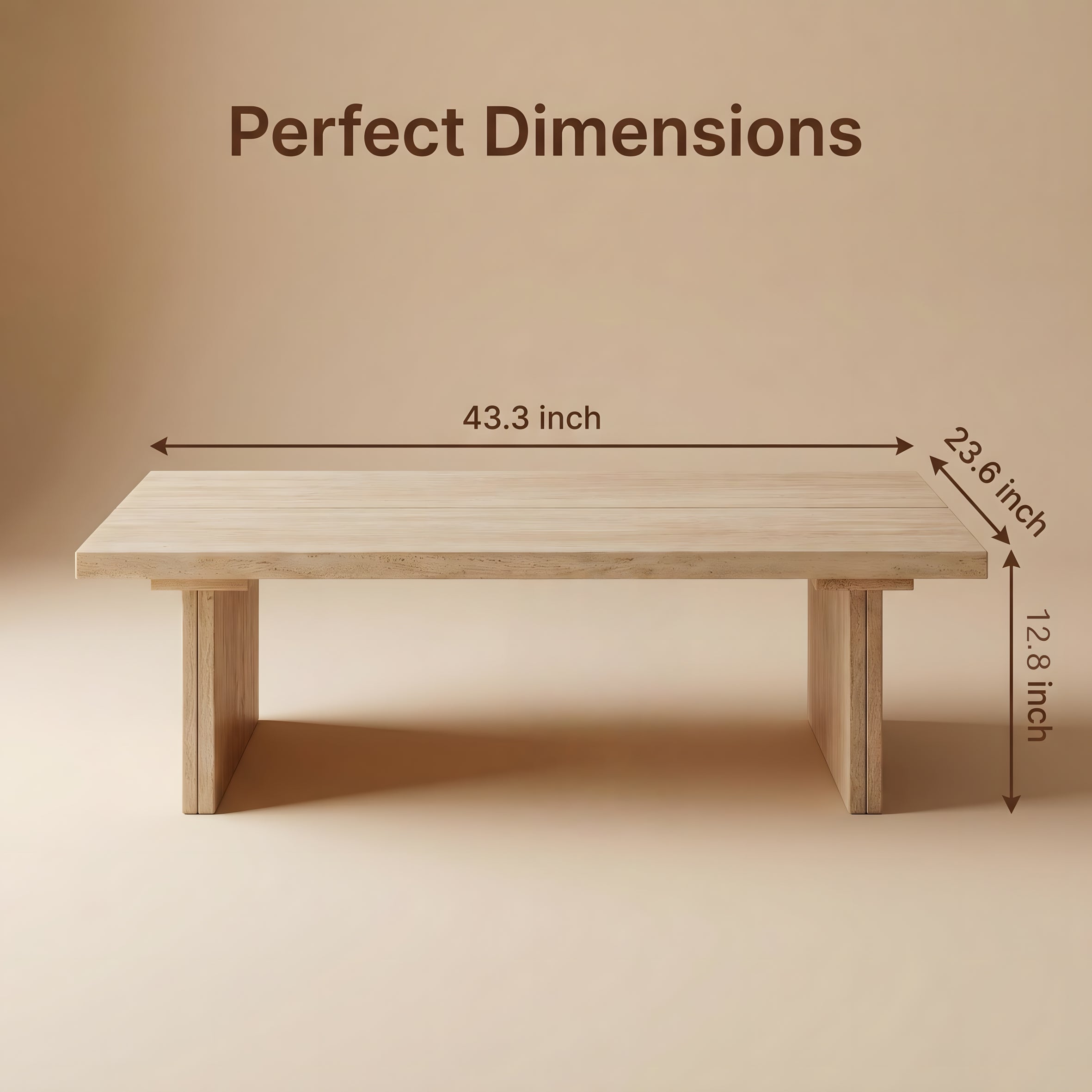 Modern Travertine Coffee Table with Split Top