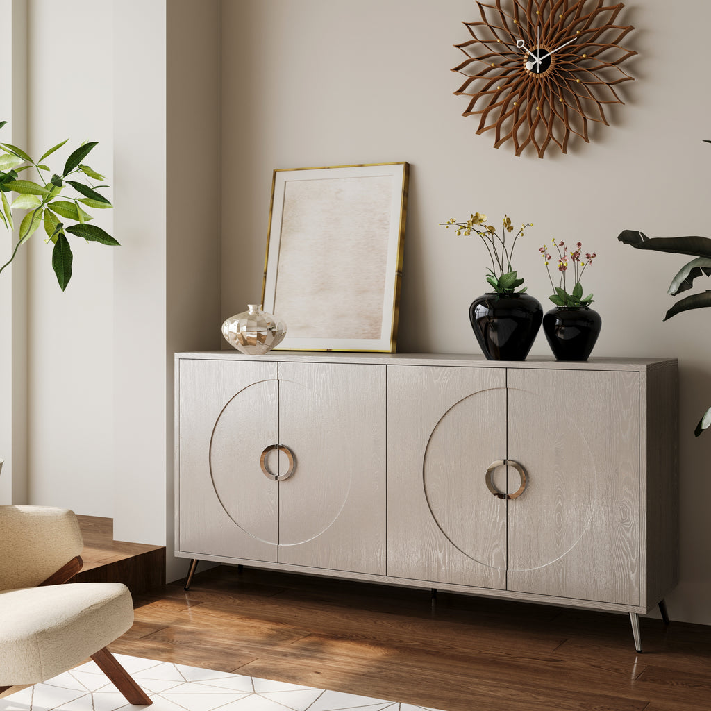 Modern Lacquered 4 Door Wooden Cabinet Sideboard Buffet