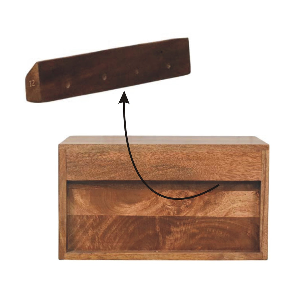 Solid Wood Arno Wall-Mounted Nightstand in Golden Teak