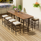 GO 10-Piece Outdoor Acacia Wood Bar Height Table And Stools Set