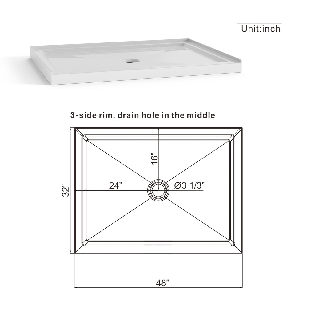 Goodyo 32"x48" Shower Base