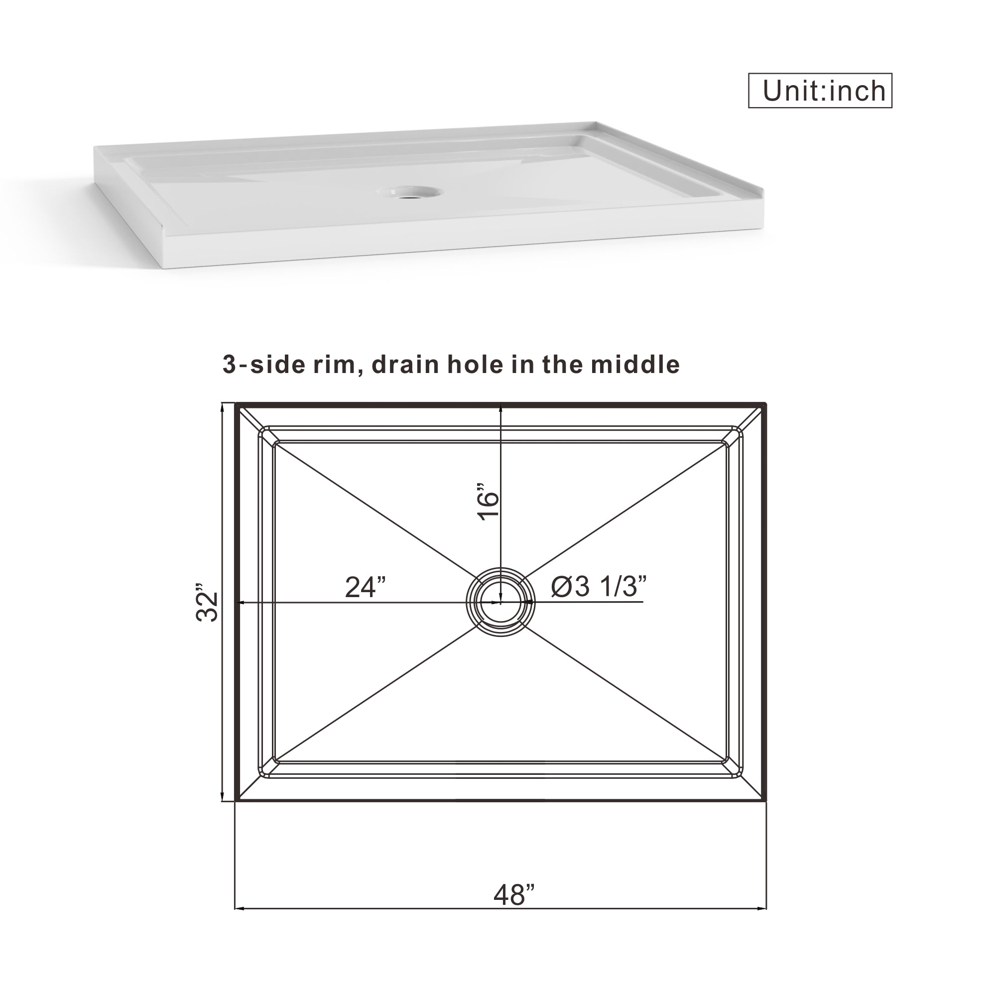 Goodyo 32"x48" Shower Base