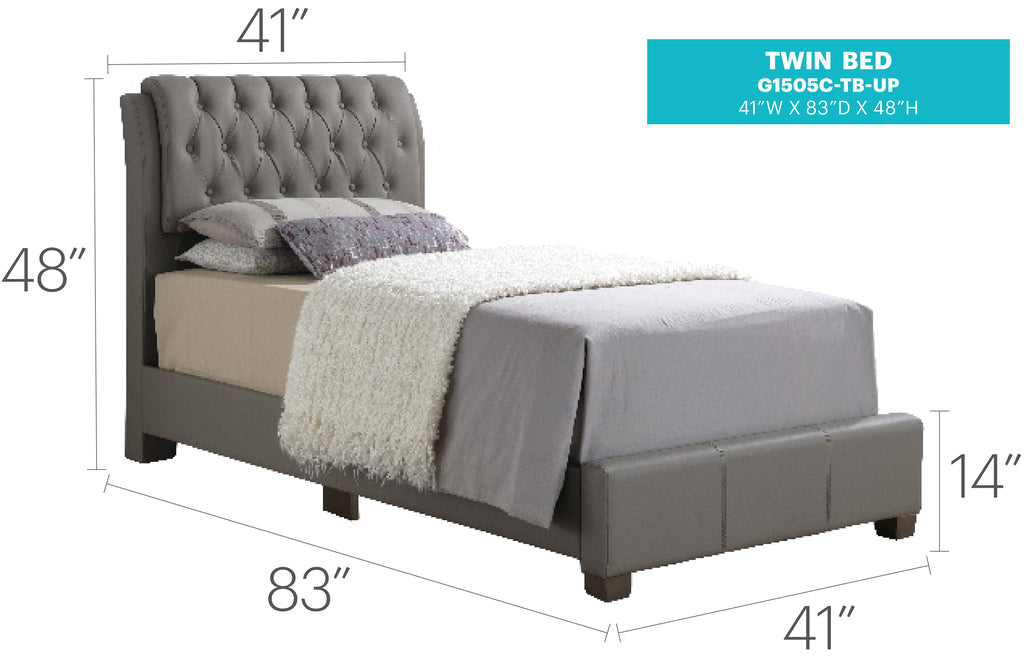 Contemporary Twin Bed In Light