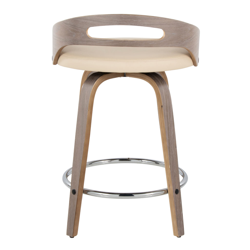 24" Mid-Century Modern Fixed-Height Counter Stool with Swivel in Light