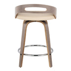 24" Mid-Century Modern Fixed-Height Counter Stool with Swivel in Light