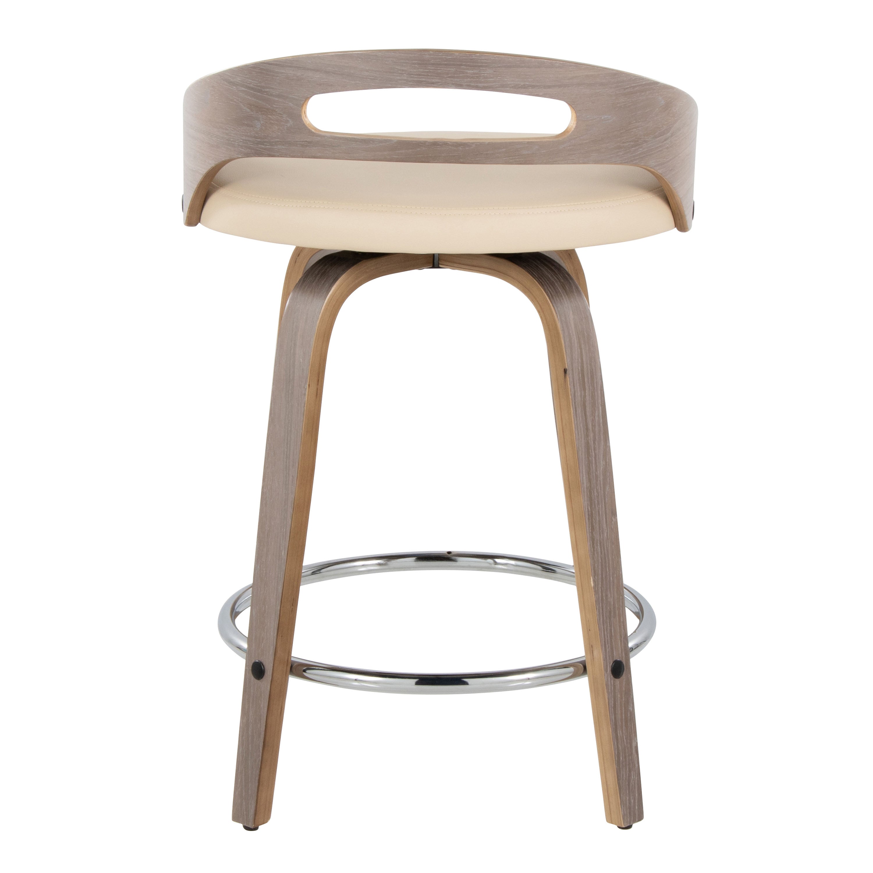 24" Mid-Century Modern Fixed-Height Counter Stool with Swivel in Light