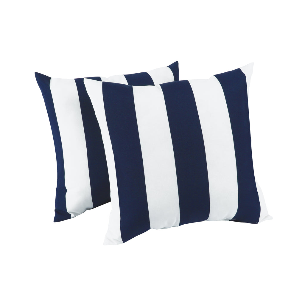 6 Pack Outdoor Pillow Covers - Navy Blue/White Striped