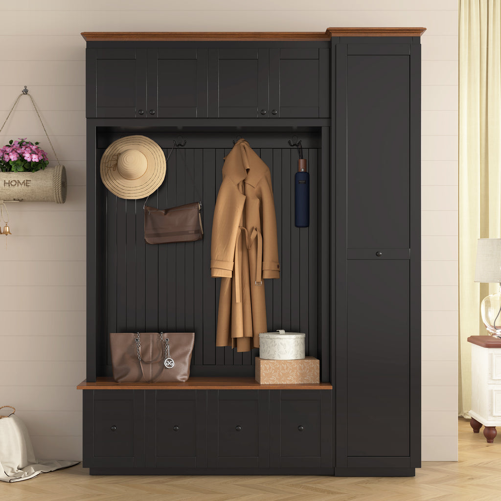Vibe Haus 78.7"H Entryway Hall Tree with Storage Bench