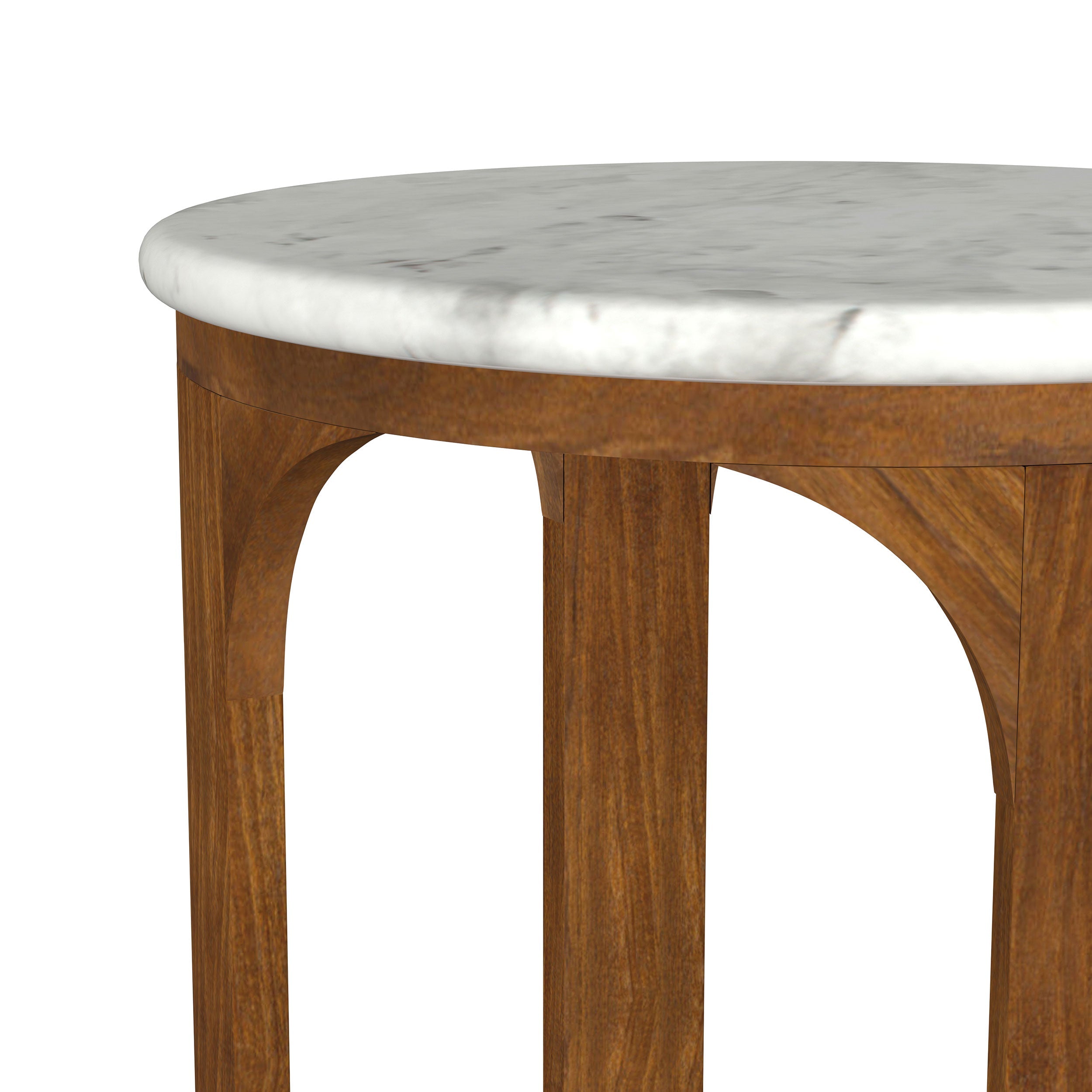 Berkeley Round Marble Top Side Table White and Brown-