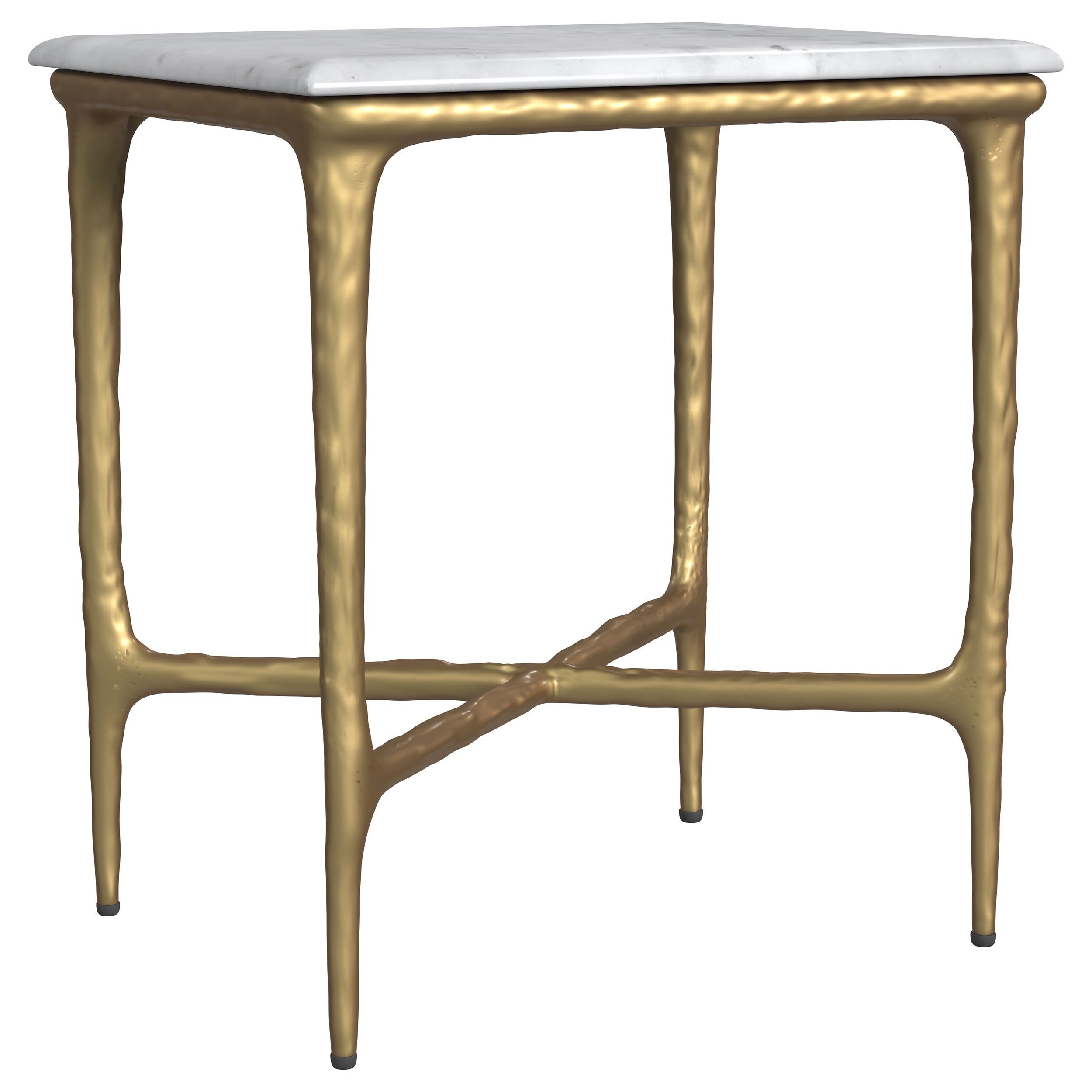 Baldwin Rectangular Marble Top Side Table White and Gold-