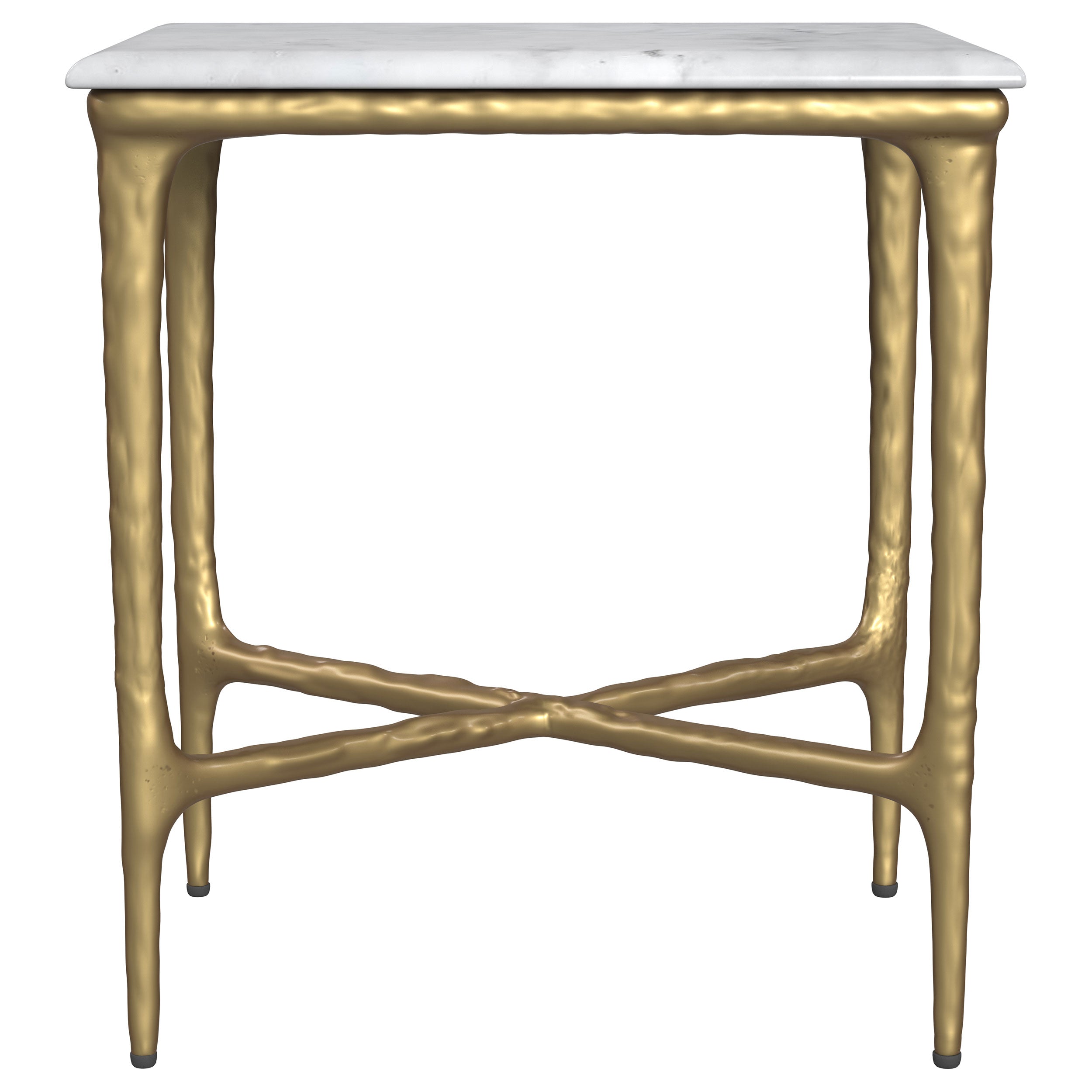 Baldwin Rectangular Marble Top Side Table White and Gold-