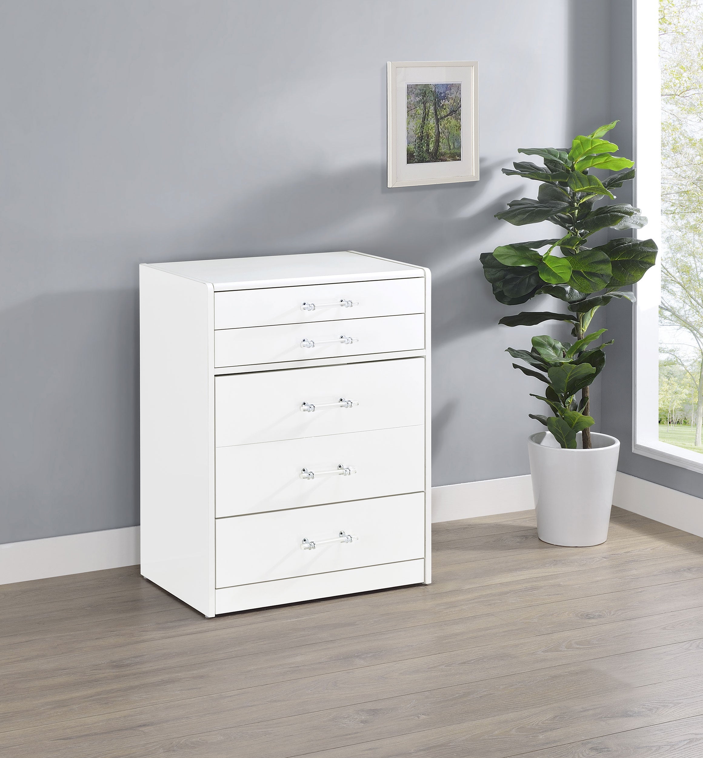 Danbury 3-drawer Makeup Vanity & Stool Set White High Gloss-