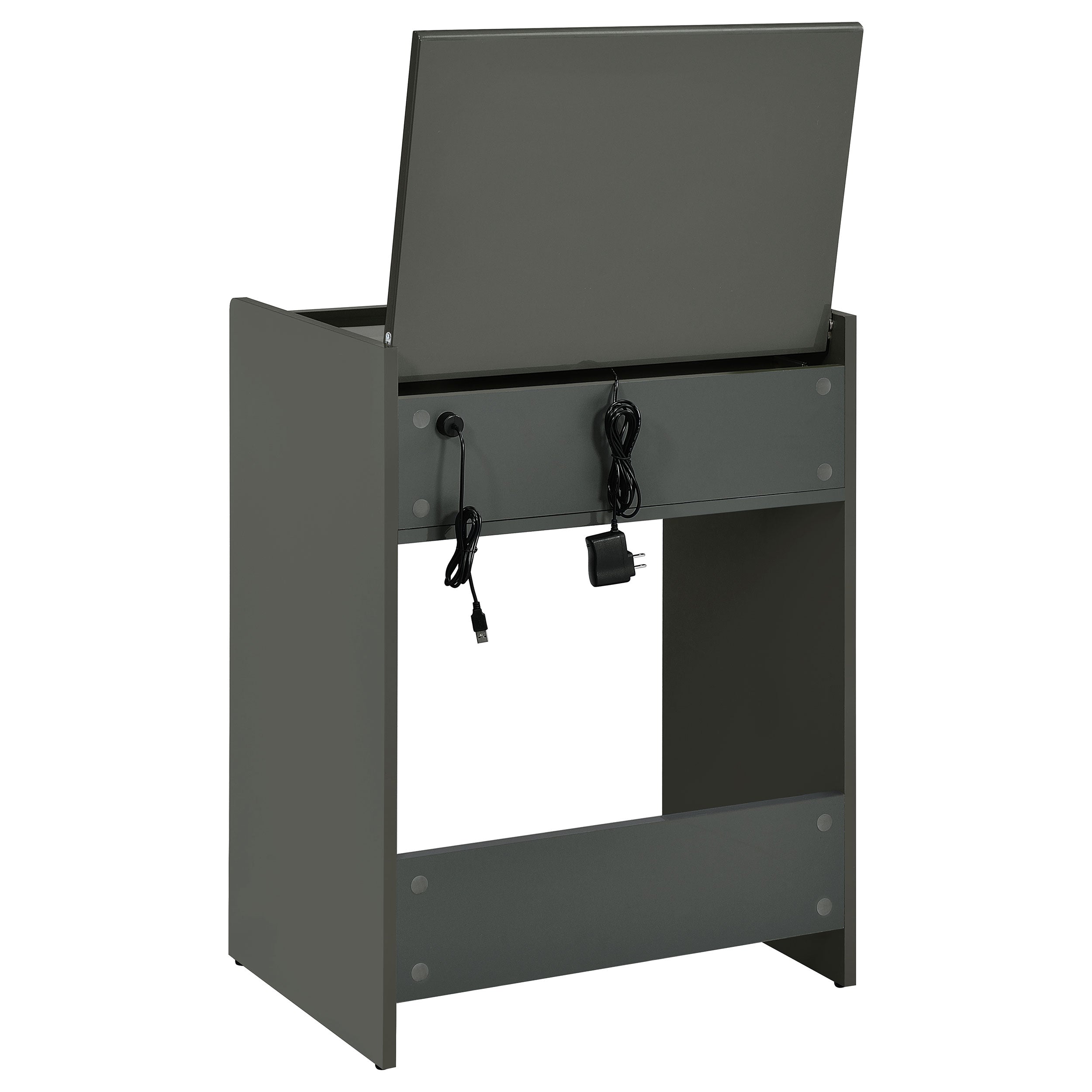 Danbury 3-drawer Makeup Vanity & Stool Set Grey High Gloss-