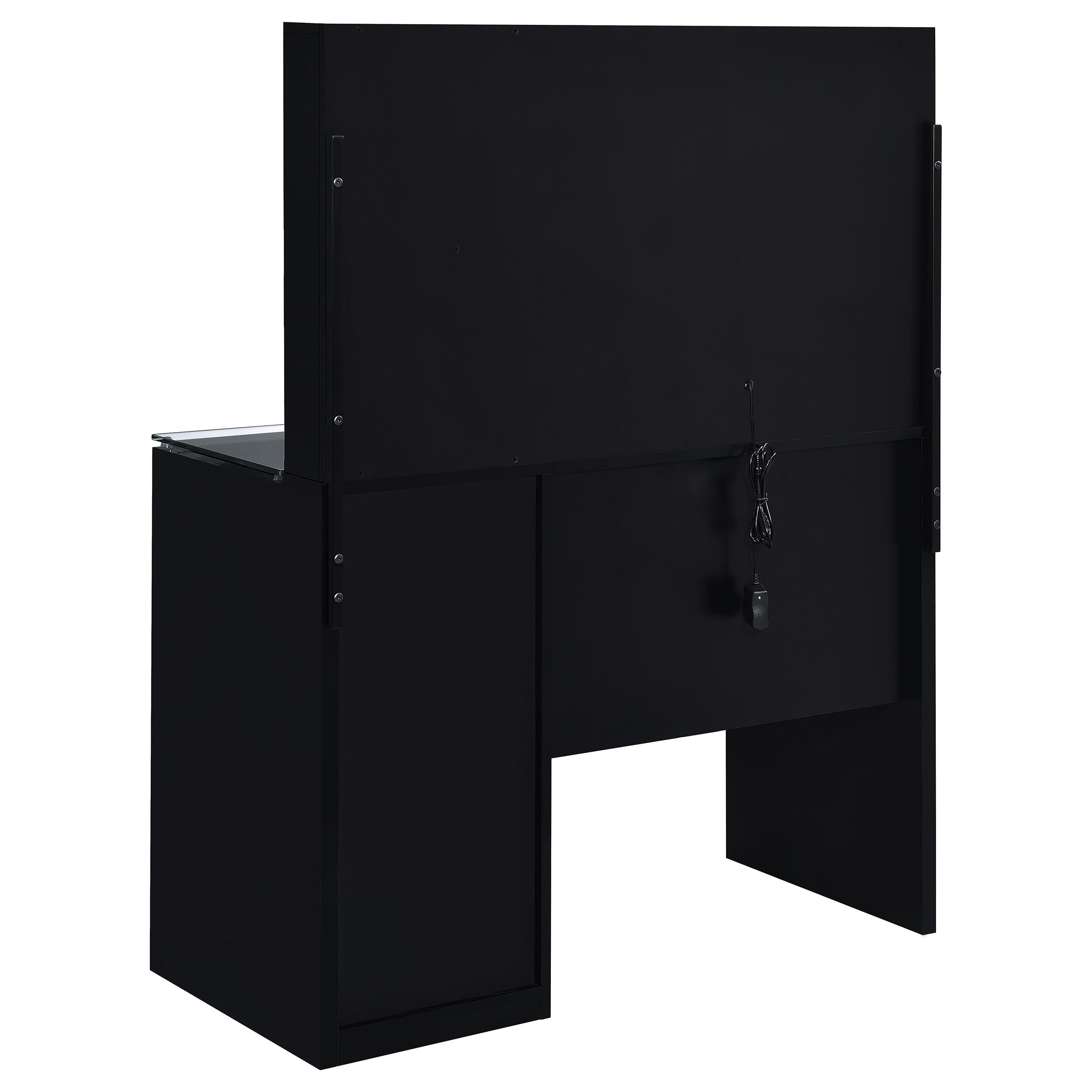 Flora 2-drawer Vanity Set with LED Mirror Black High Gloss-