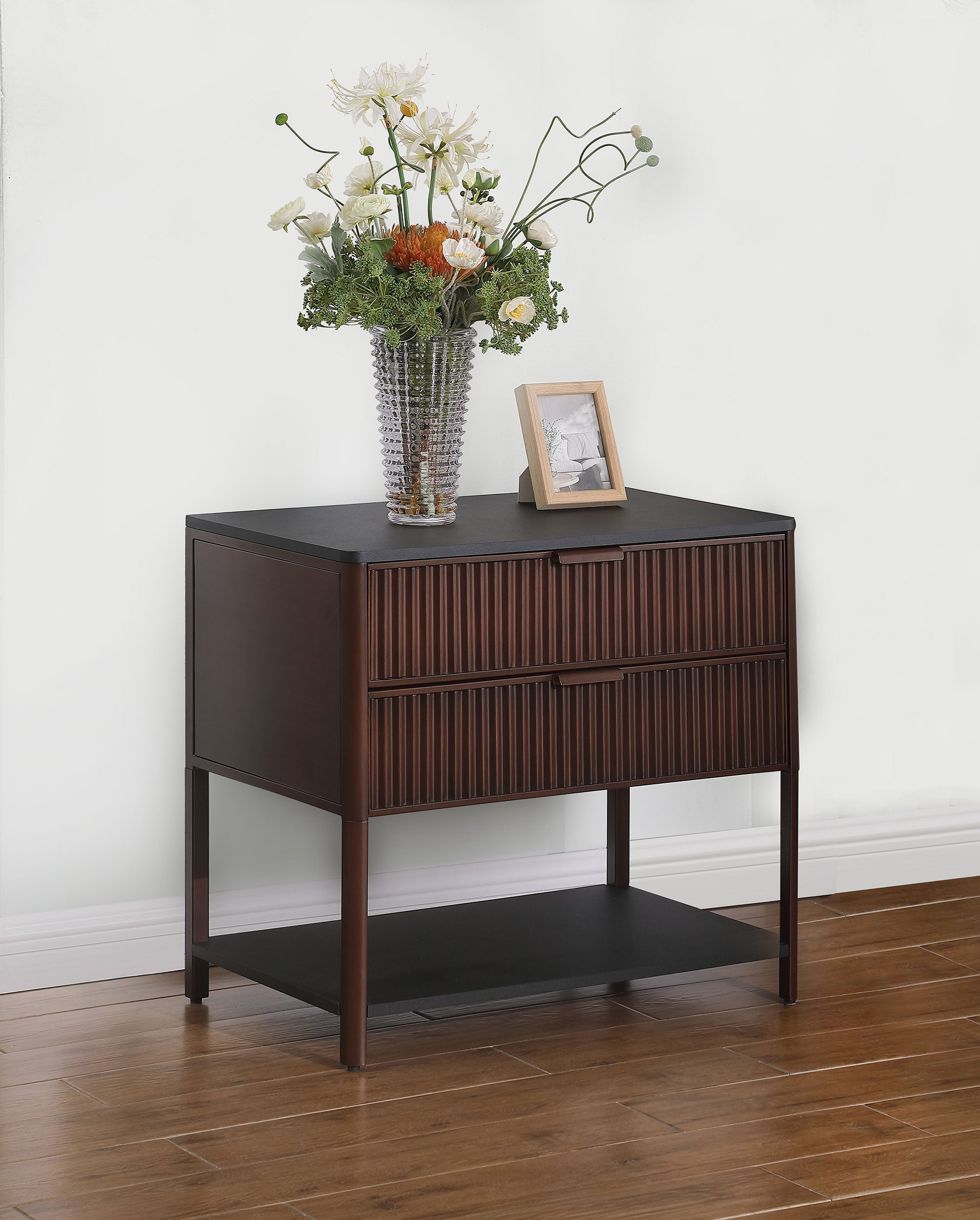 Zimmerlee 2-drawer Side Table with Shelf Rust Brown-