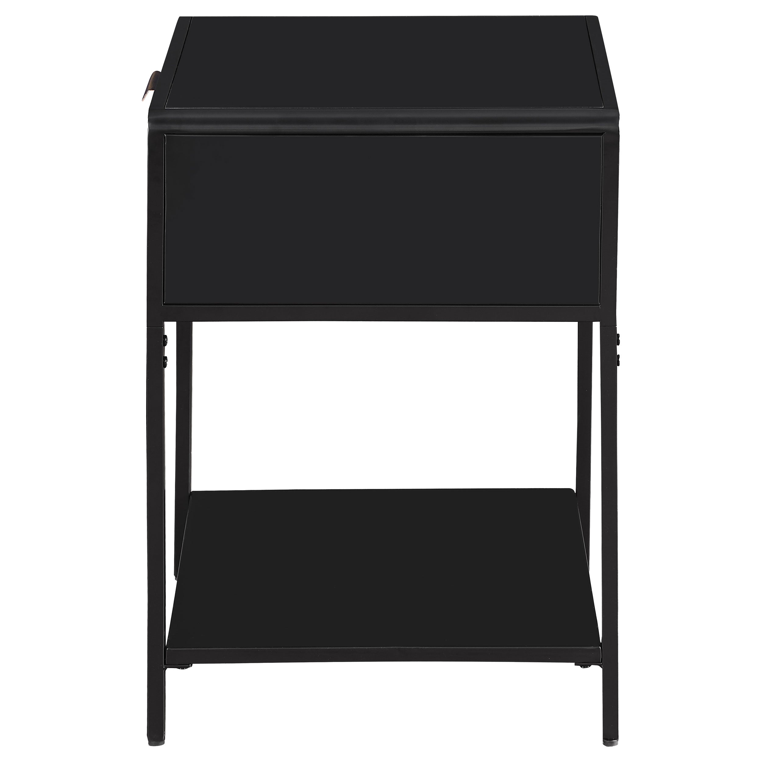 Amherst 1-drawer Radio Weave Cane Metal Bedside Table Black-