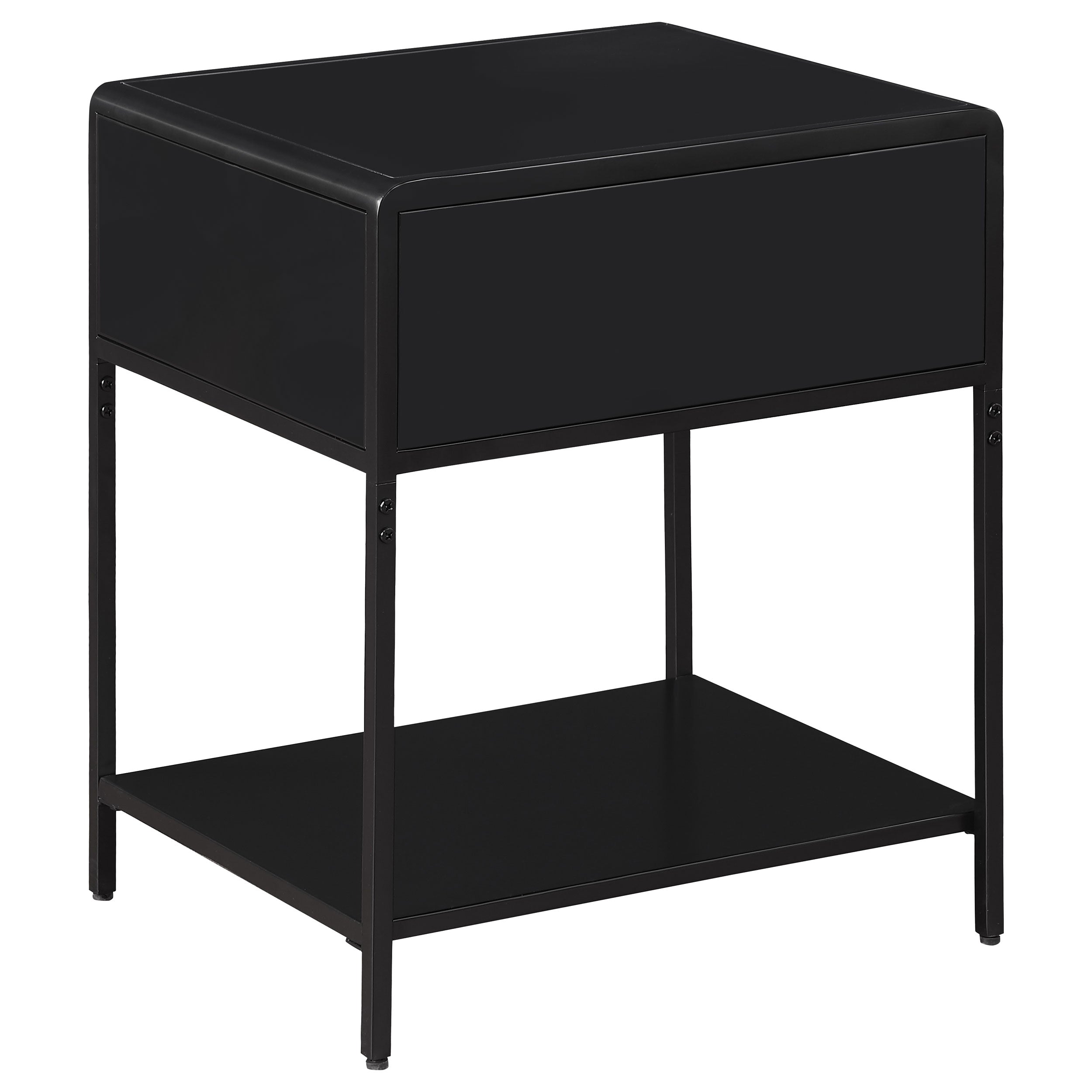 Amherst 1-drawer Radio Weave Cane Metal Bedside Table Black-