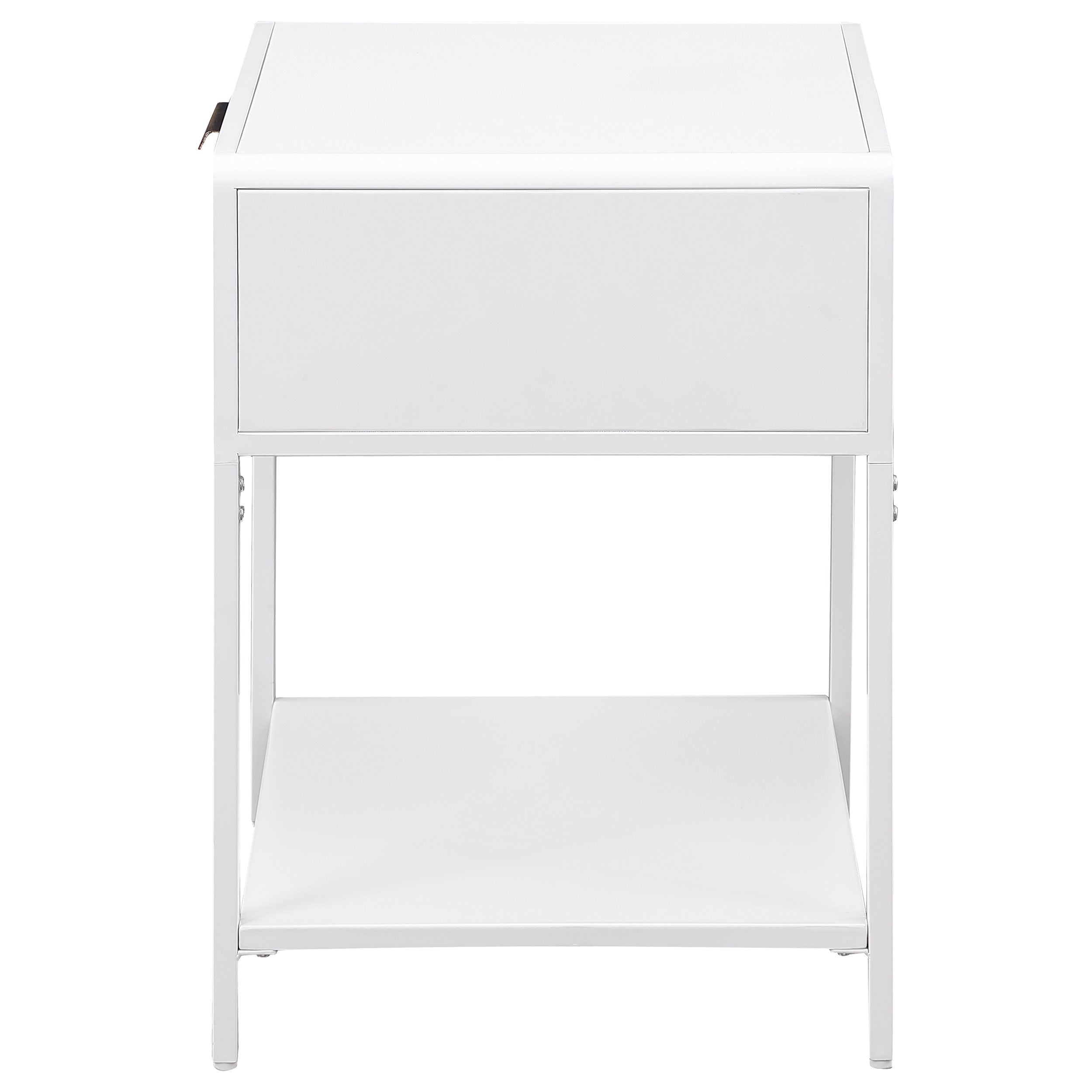Amherst 1-drawer Radio Weave Cane Metal Bedside Table White-