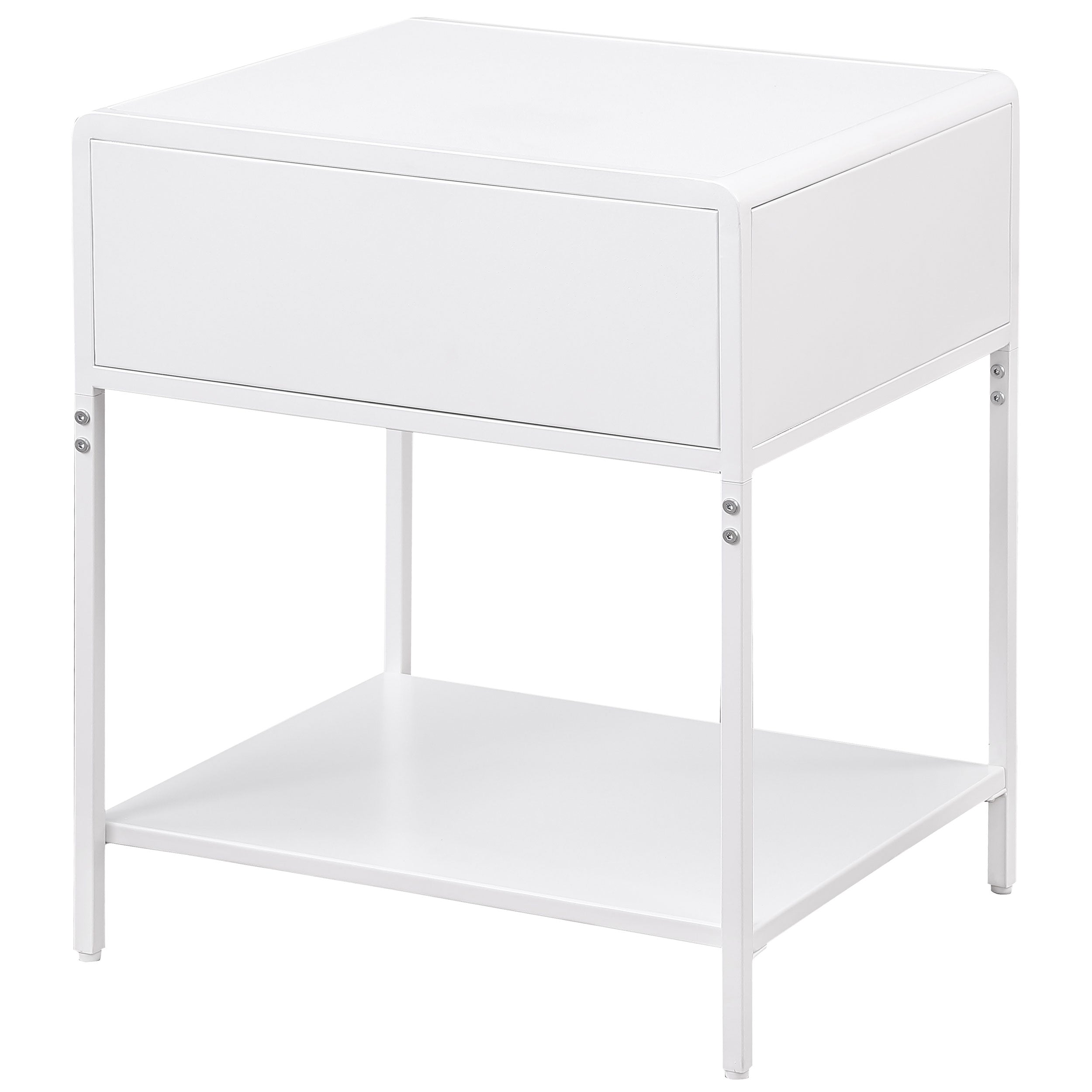 Amherst 1-drawer Radio Weave Cane Metal Bedside Table White-