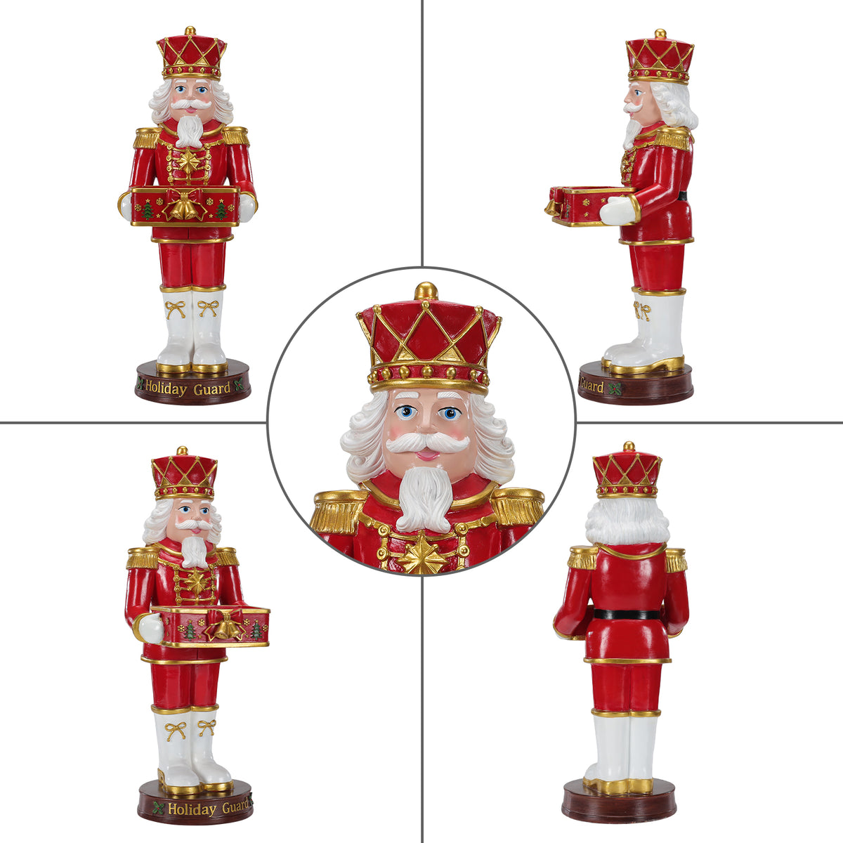 Christmas Nutcracker Soldier Statue with Serving Tray, Red and White