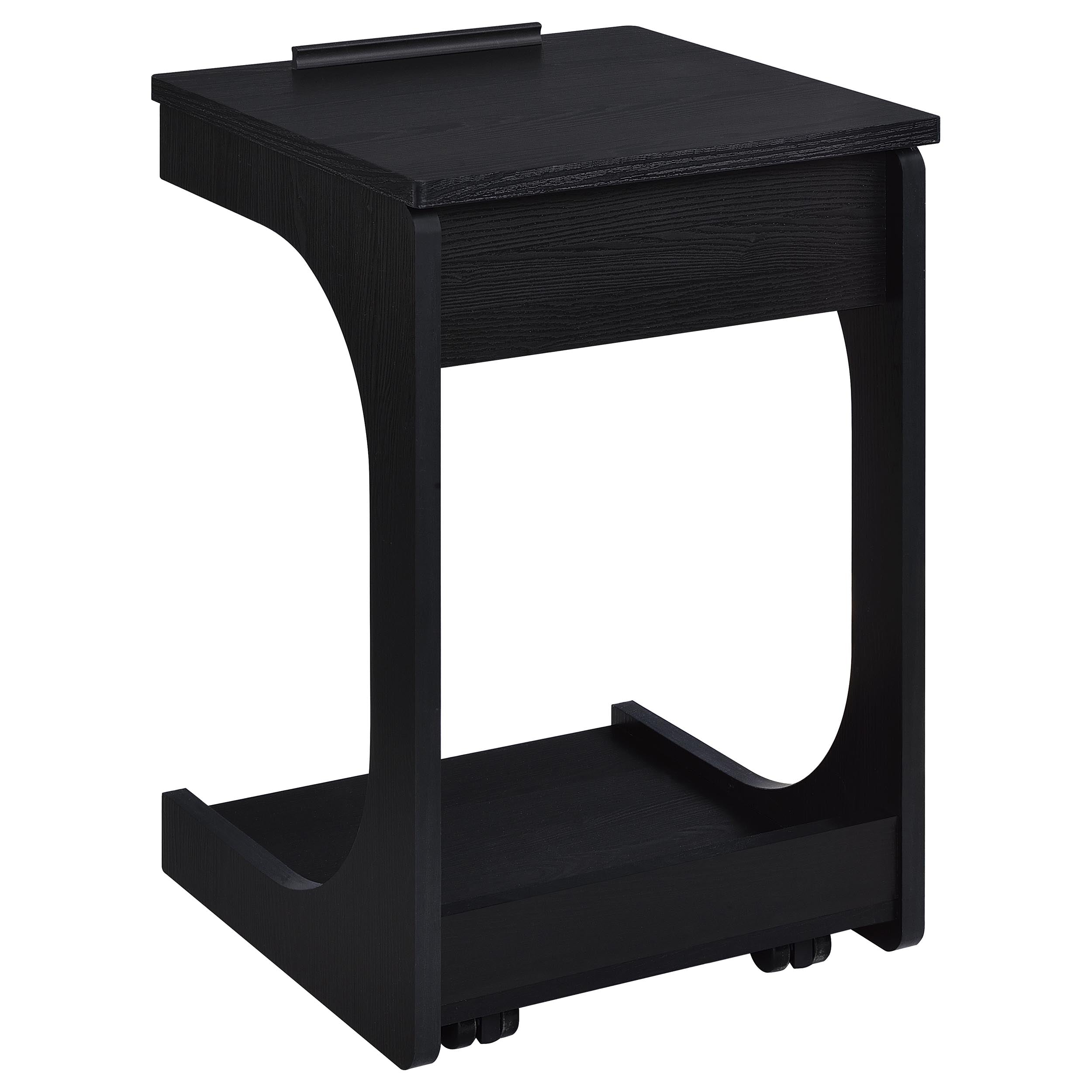 Ralston C-Shaped Lift-Top Sofa Side Table With Casters Black-