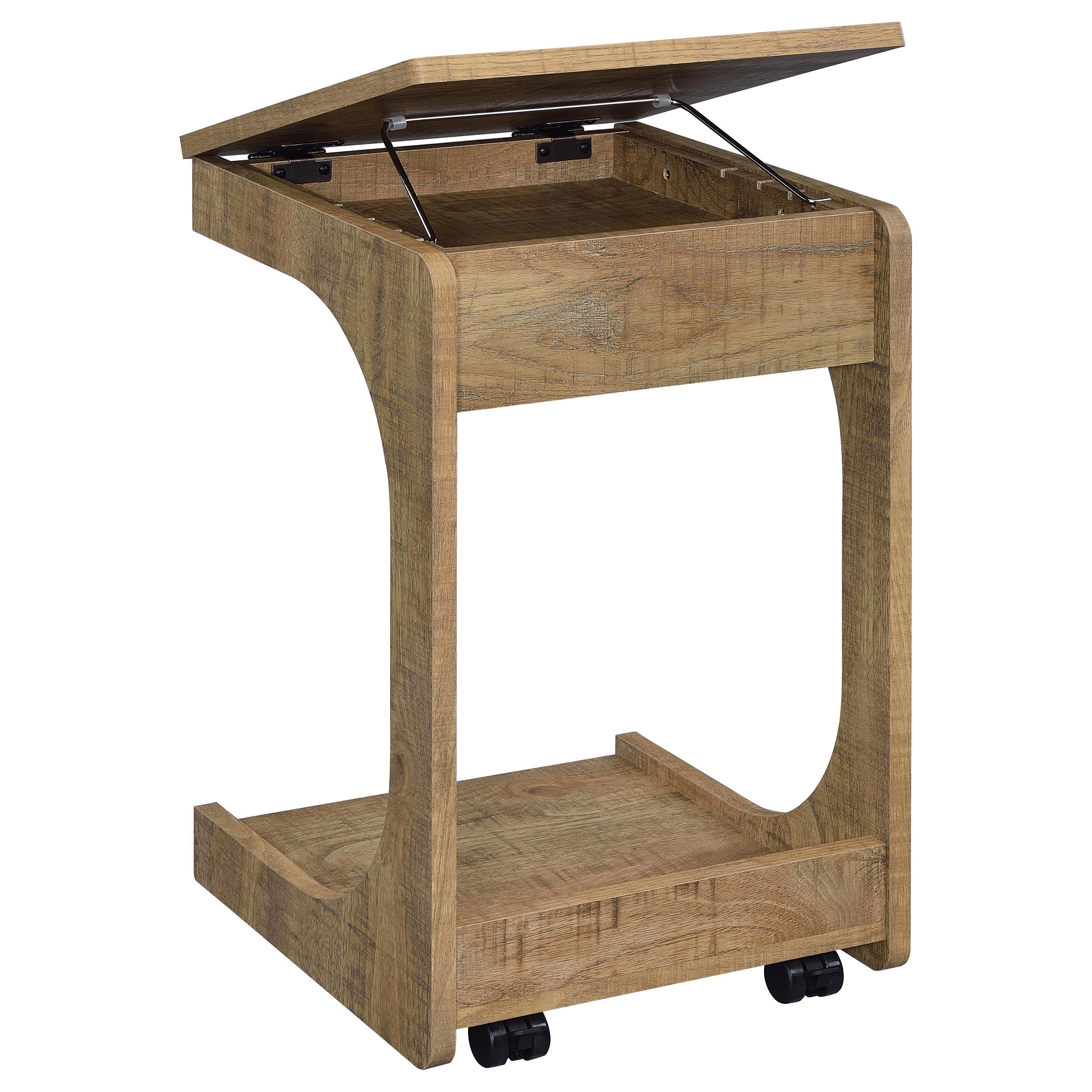 Ralston C-Shaped Lift-Top Sofa Side Table With Casters Mango-