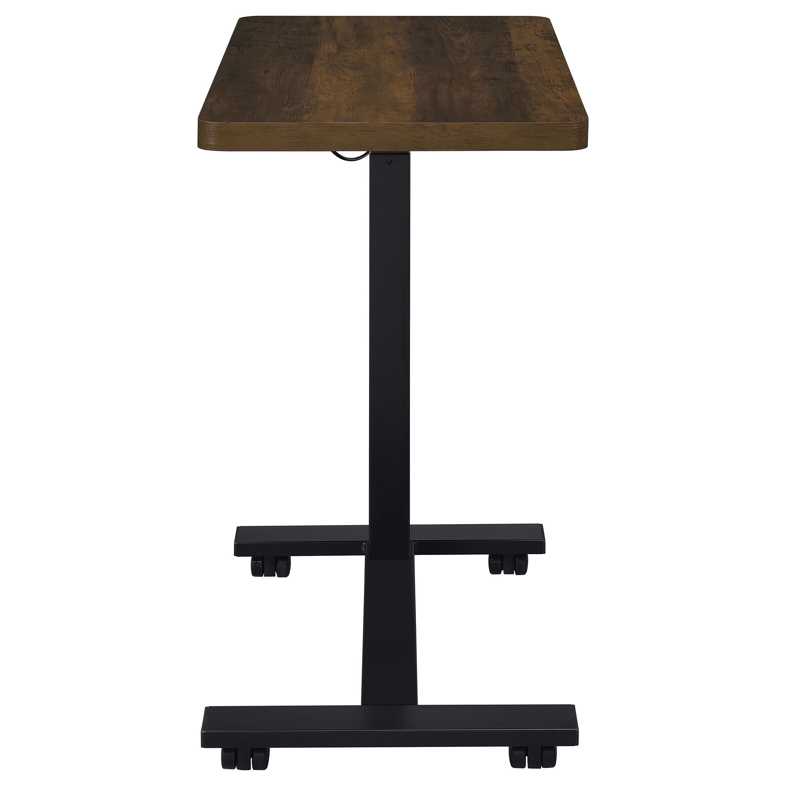 Westpark Pneumatic Adjustable C-Shape Side Table with Casters Dark Pine-